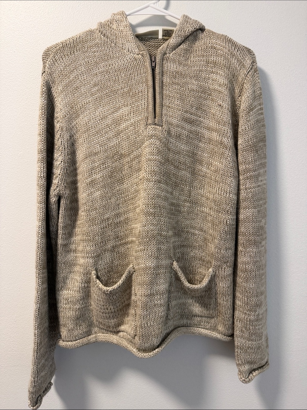 Kim Rogers Beige Zip-Up Hooded Sweater Size L